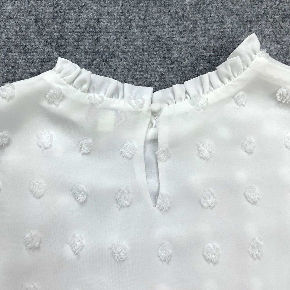 Andree by Unit Swiss Dot Babydoll Top Size Medium Tiered Lined Keyhole Back - Picture 5 of 11